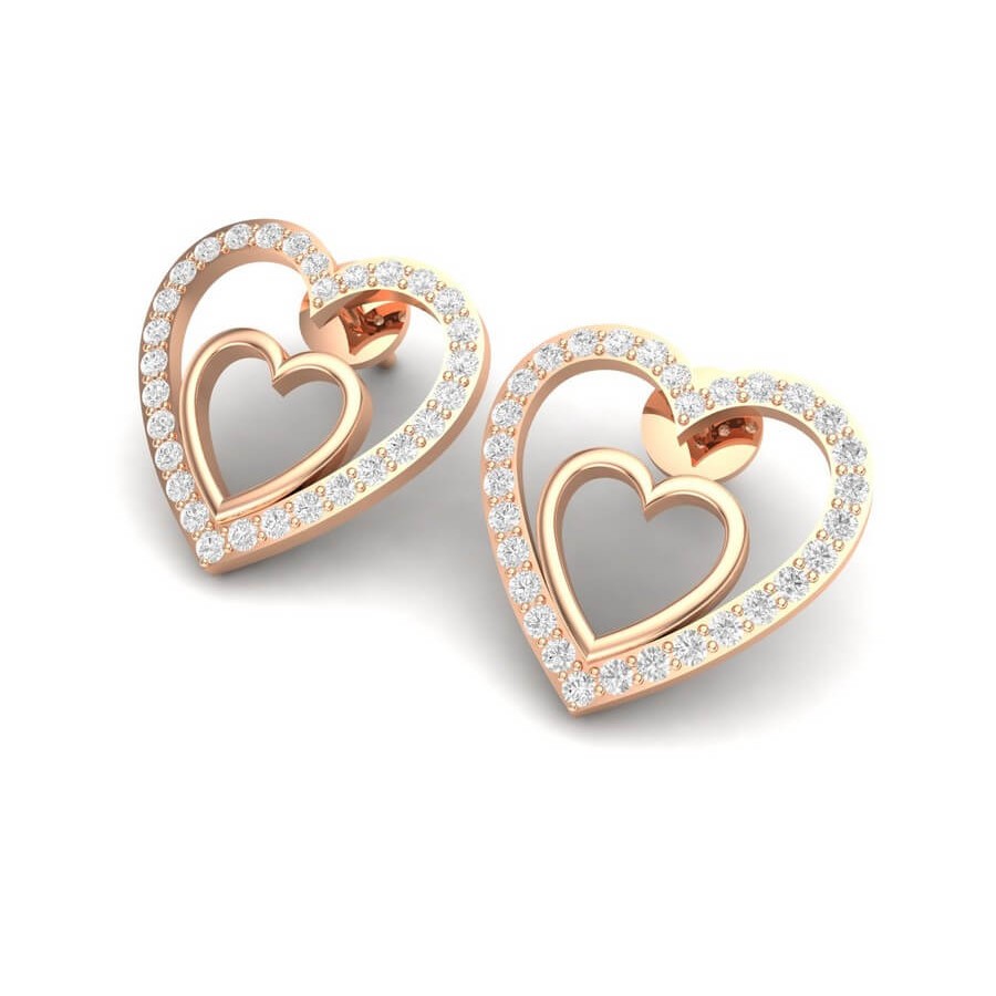 Love heart hot sale diamond earrings