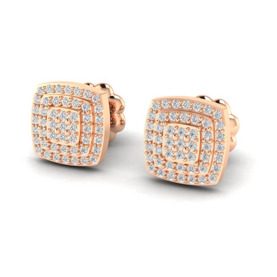 Square pave outlet diamond earrings