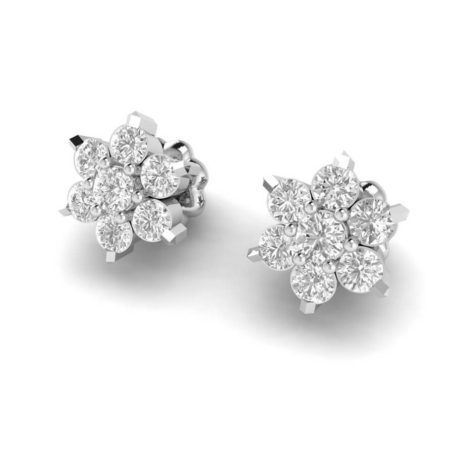 Floral Diamond Stud Earrings